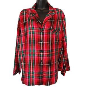 Victoria's Secret pajama top red plaid Size XL NWT